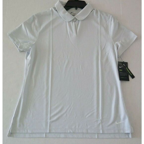 Nike CI9811 043 Women's Sz L Gray Textured Dri-Fit Short Sleeve Golf Polo - Picture 3 of 6